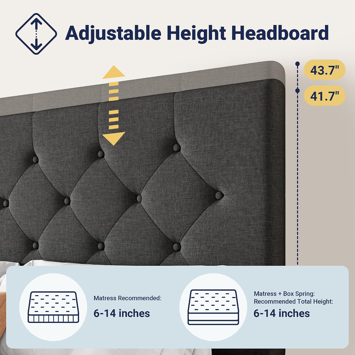 キングサイズの布張りプラットフォームベッドフレーム、4つの収 - King Size Bed Frame With Storage Drawers のレビューと価格