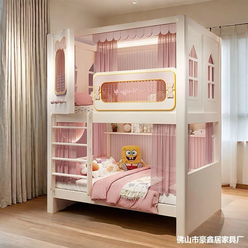頑丈な二層式ガードレール付き姉妹ベッド、女の子用プリンセス子 - Bunk Bed With Stairs And Slide のレビューと価格