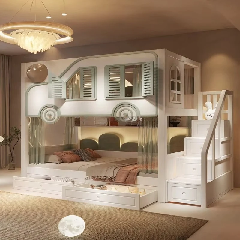新デザインの高級子供用二段ベッド。アーチ型のスライドと収納付 - Bunk Bed With Stairs And Slide のレビューと価格