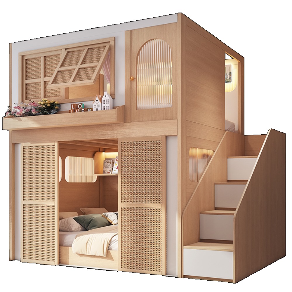 兄弟別々のプライバシー空間付き二段ベッド、大人用二層ベッド、 - Bunk Bed With Stairs And Slide のレビューと価格