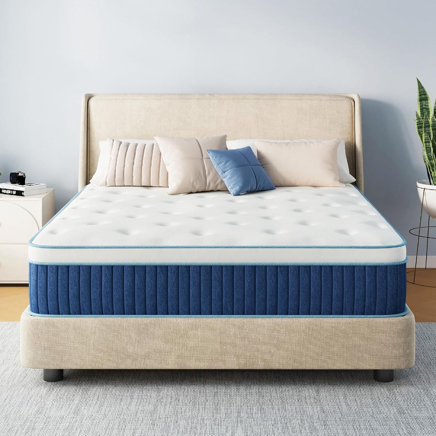 寝室用の12インチのクイーンサイズのハイブリッドマットレス。 - Memory Foam Mattress In A Box Queen のレビューと価格